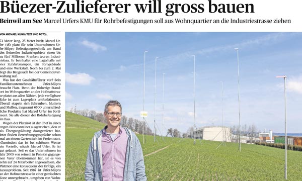 Bild Urfer-Muepro – Bericht Neubau Aargauer Zeitung-Start