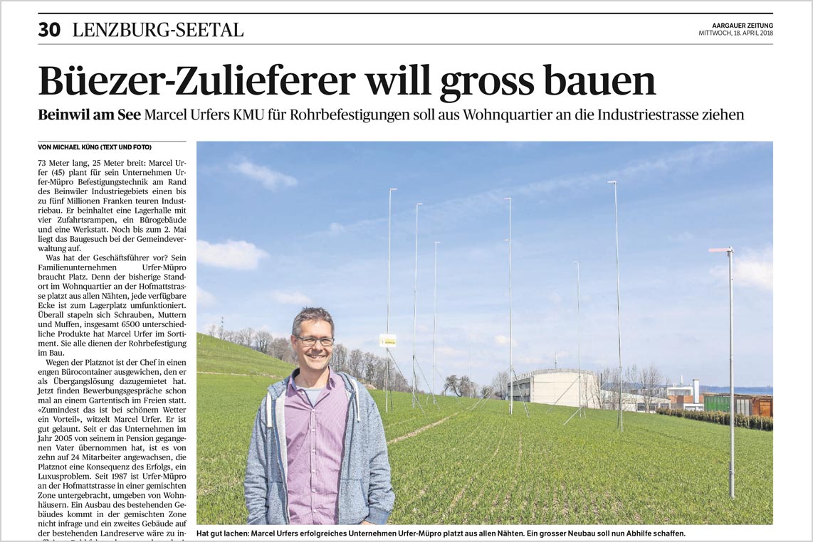 Urfer-Müpro – Bericht Neubau in der Aargauer Zeitung