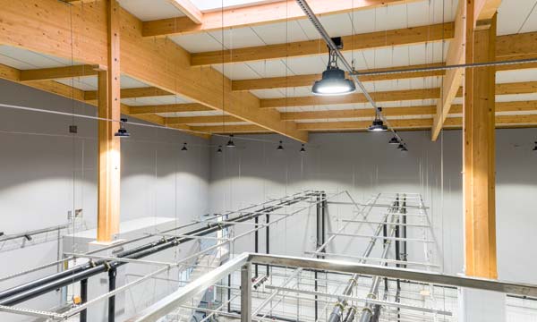 Bild Filigrane an Drahtseilen aufgehängte Montageschienen