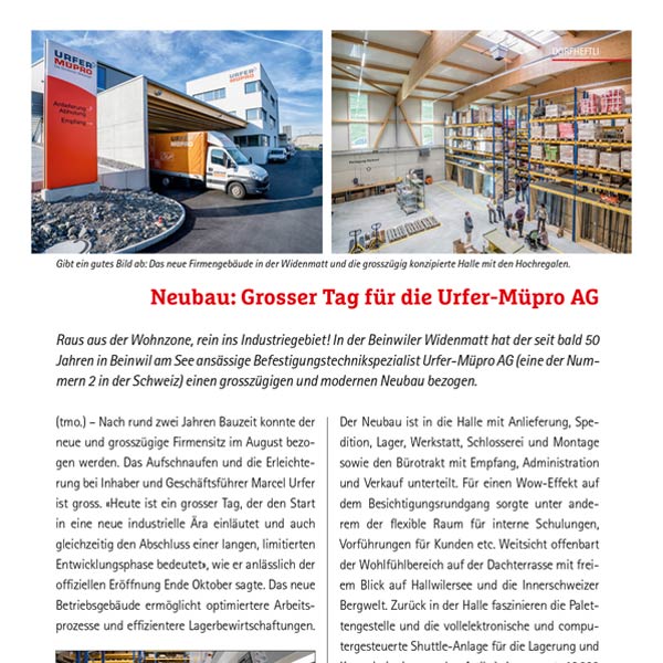 URFER-MÜPRO – Einweihung des 2019 neu gebauten Firmensitzes 6
