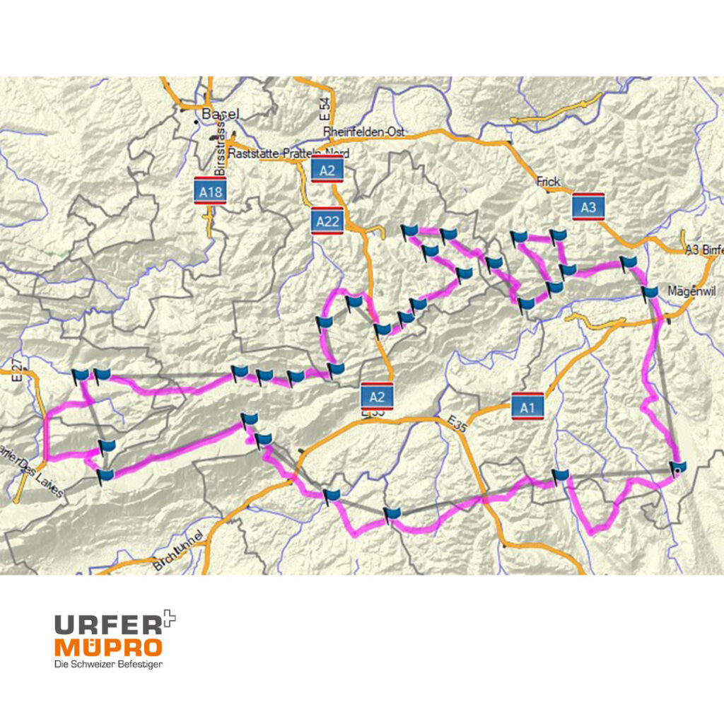 Urfer-Müpro Karte des Ausflugs